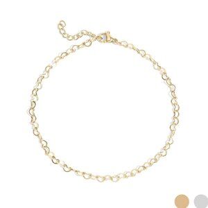 Gold Heart-shaped Link Anklet - Waterproof, Tarnish-free, Hypoallergenic Summer